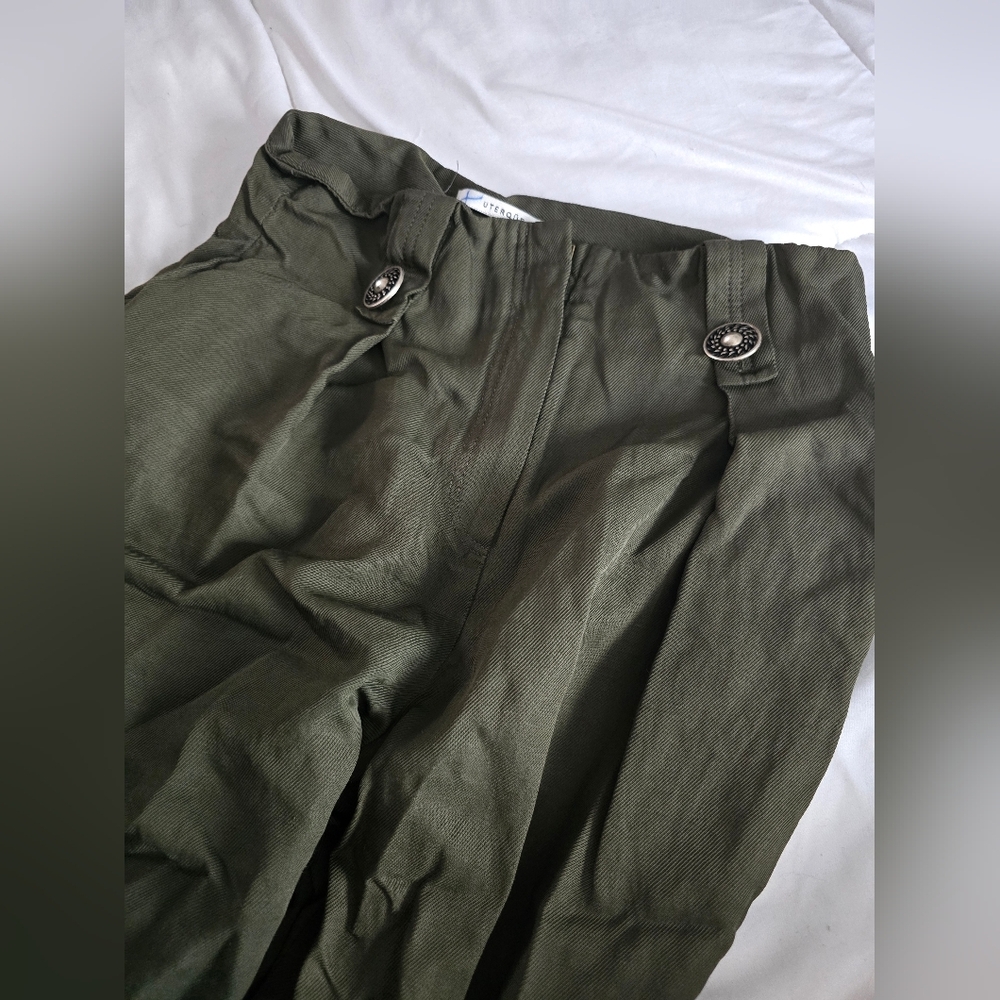 Uterque Straight Trousers Olive Green Made in Spain - Picture 12 of 15